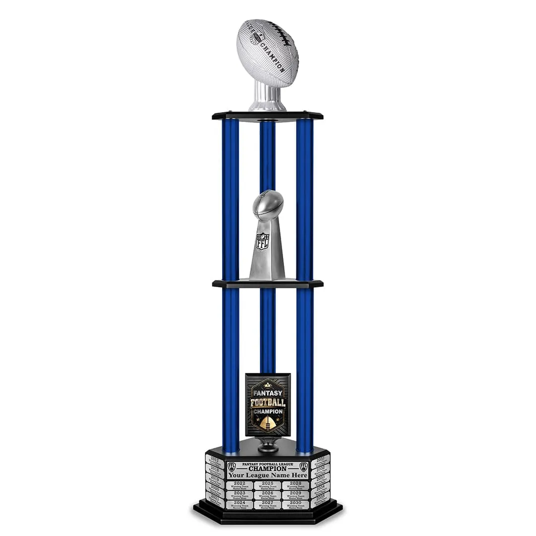 26"-56" Perpetual Fantasy Football Trophy - Silver Football