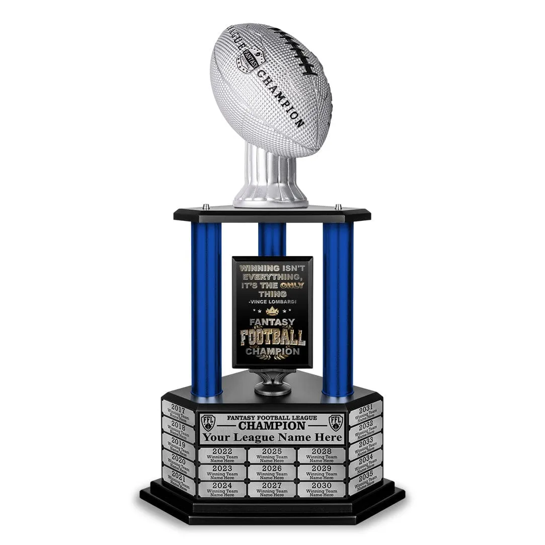 26"-56" Perpetual Fantasy Football Trophy - Silver Football