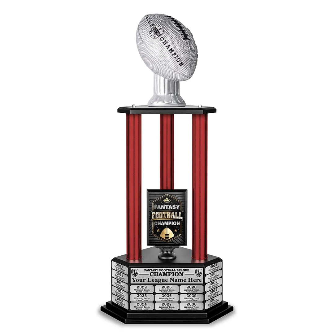 26"-56" Perpetual Fantasy Football Trophy - Silver Football