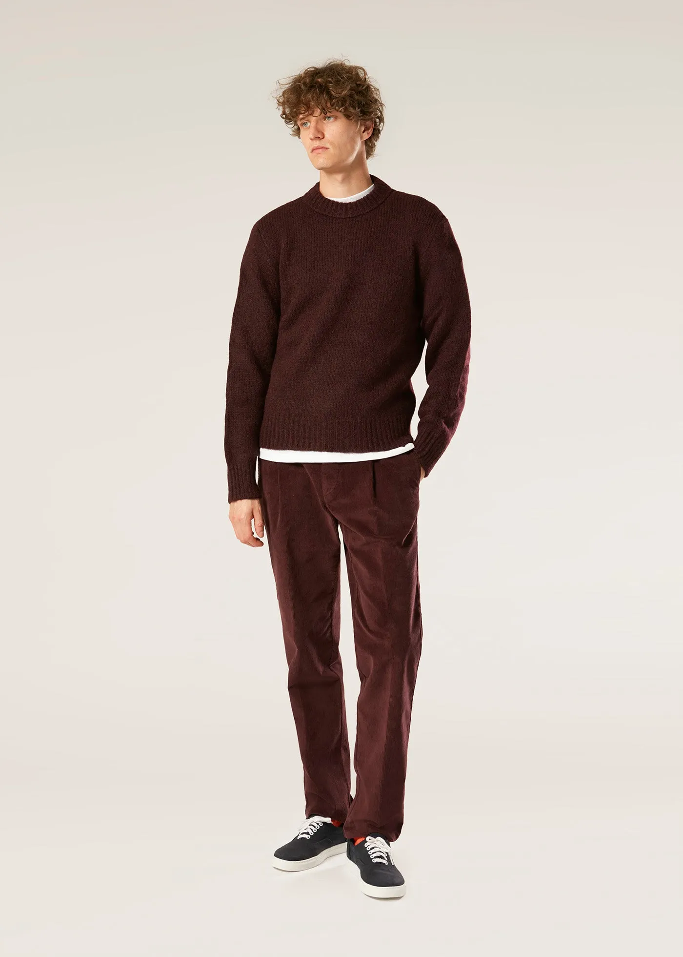 AAPPIO BURGUNDY WOOL AND ALPACA SWEATER