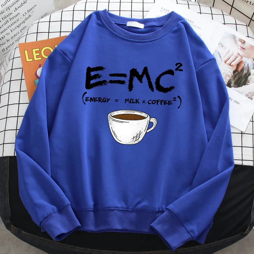 Autumn Harajuku Woman Pullover Energy=Milk Coffee Printing Hoodies Comfortable All-Math Sweatshirt Crewneck Loose Female Clothes