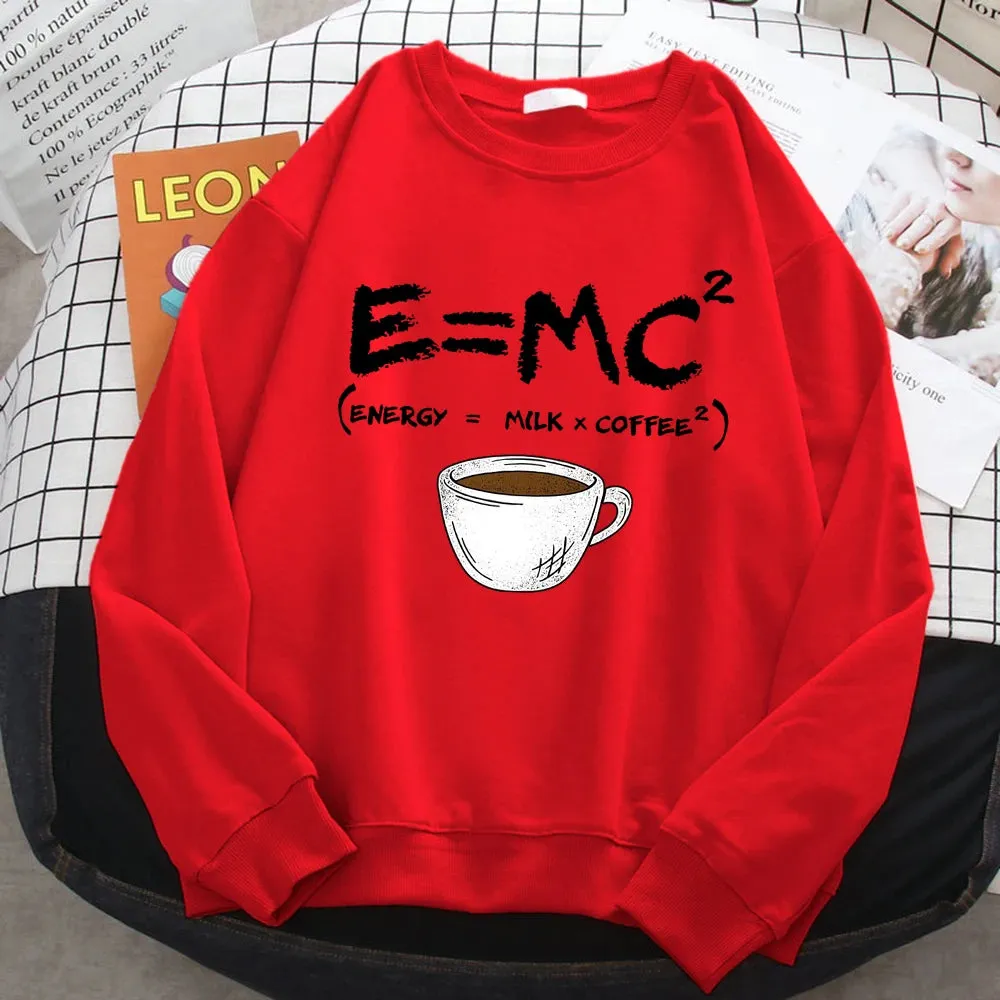 Autumn Harajuku Woman Pullover Energy=Milk Coffee Printing Hoodies Comfortable All-Math Sweatshirt Crewneck Loose Female Clothes