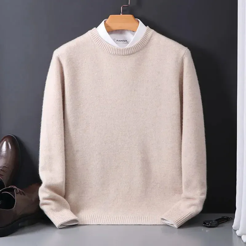 Cashmere Sweater O-neck Pullovers Men's Loose Oversized M-5XL Knitted Bottom Shirt Autumn Winter New Korean Casual Men's Top