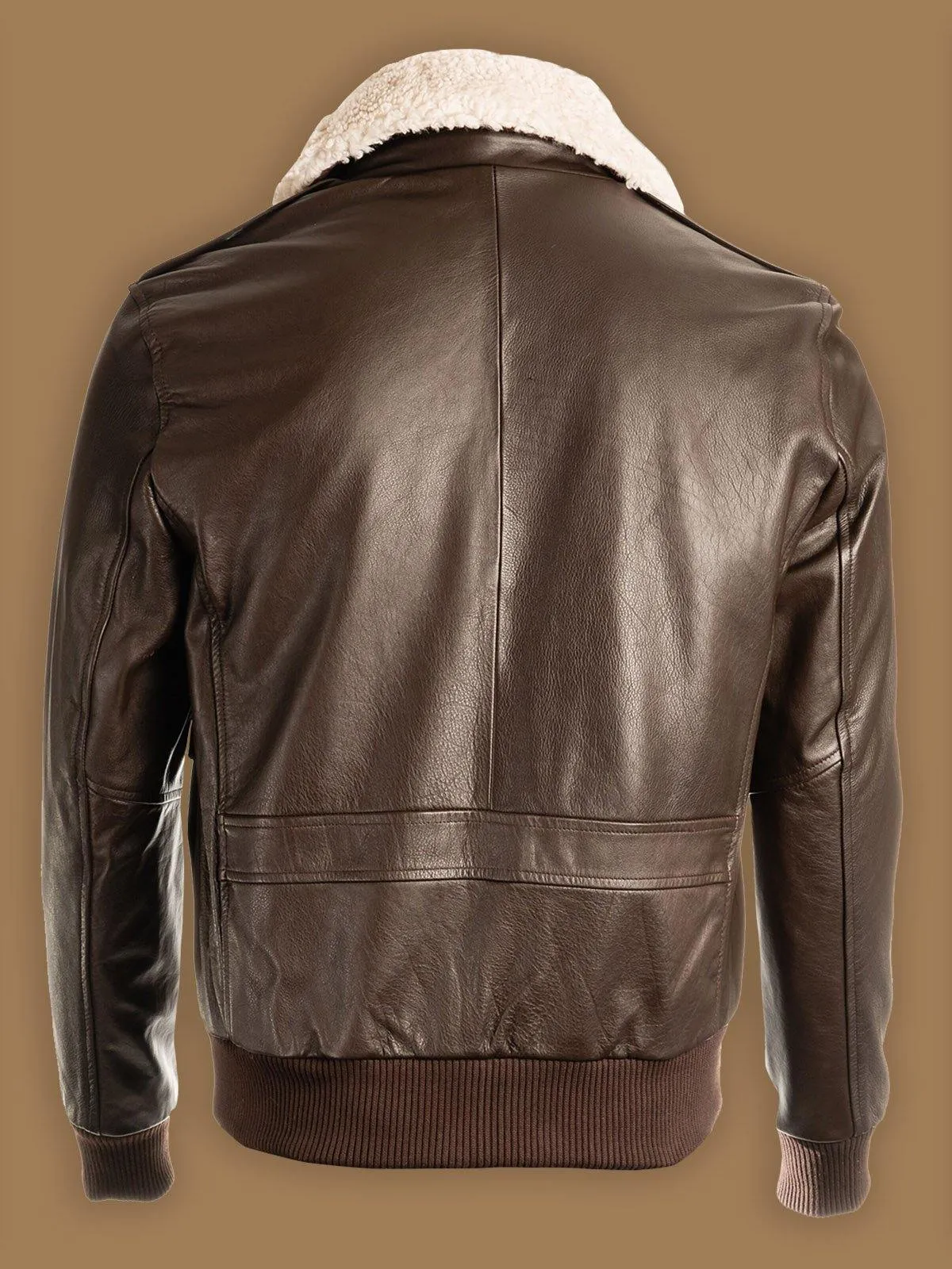 Classic Men's Brown Pilot Bomber Shearling Jacket