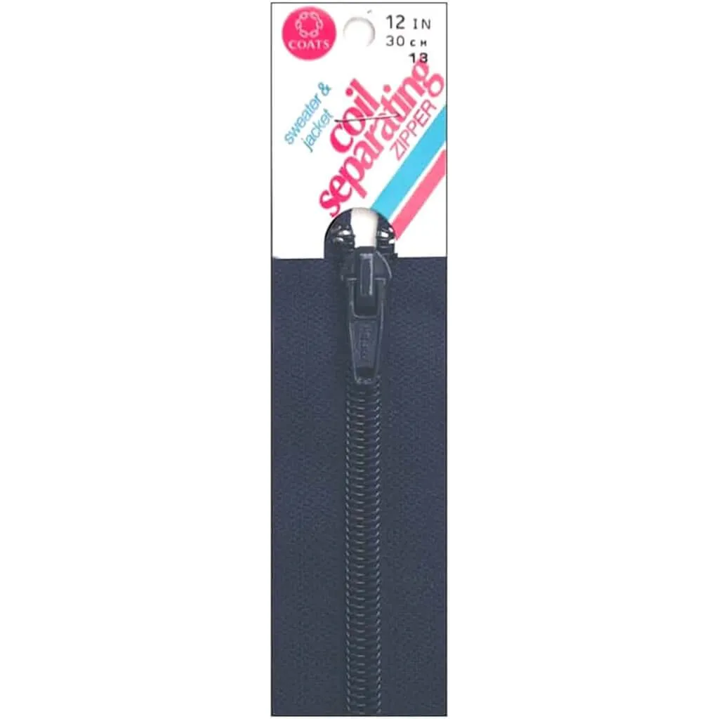 Coil Separating Zipper 12in Navy