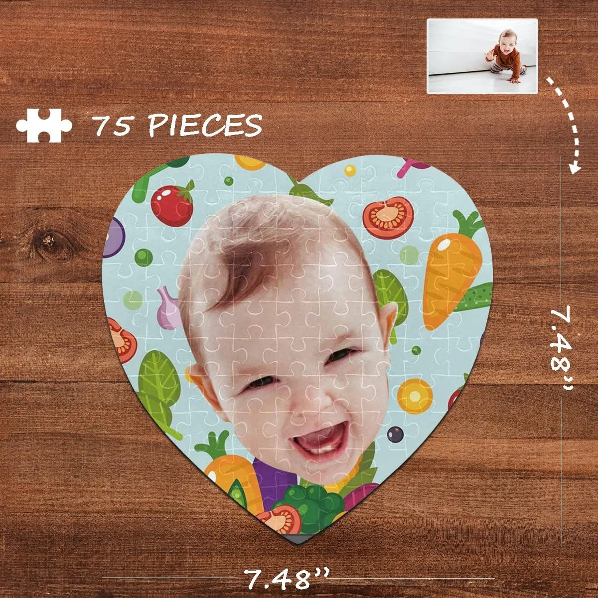 Custom Face Delicious Heart-Shaped Jigsaw Puzzle Best Indoor Gifts 75 Pieces