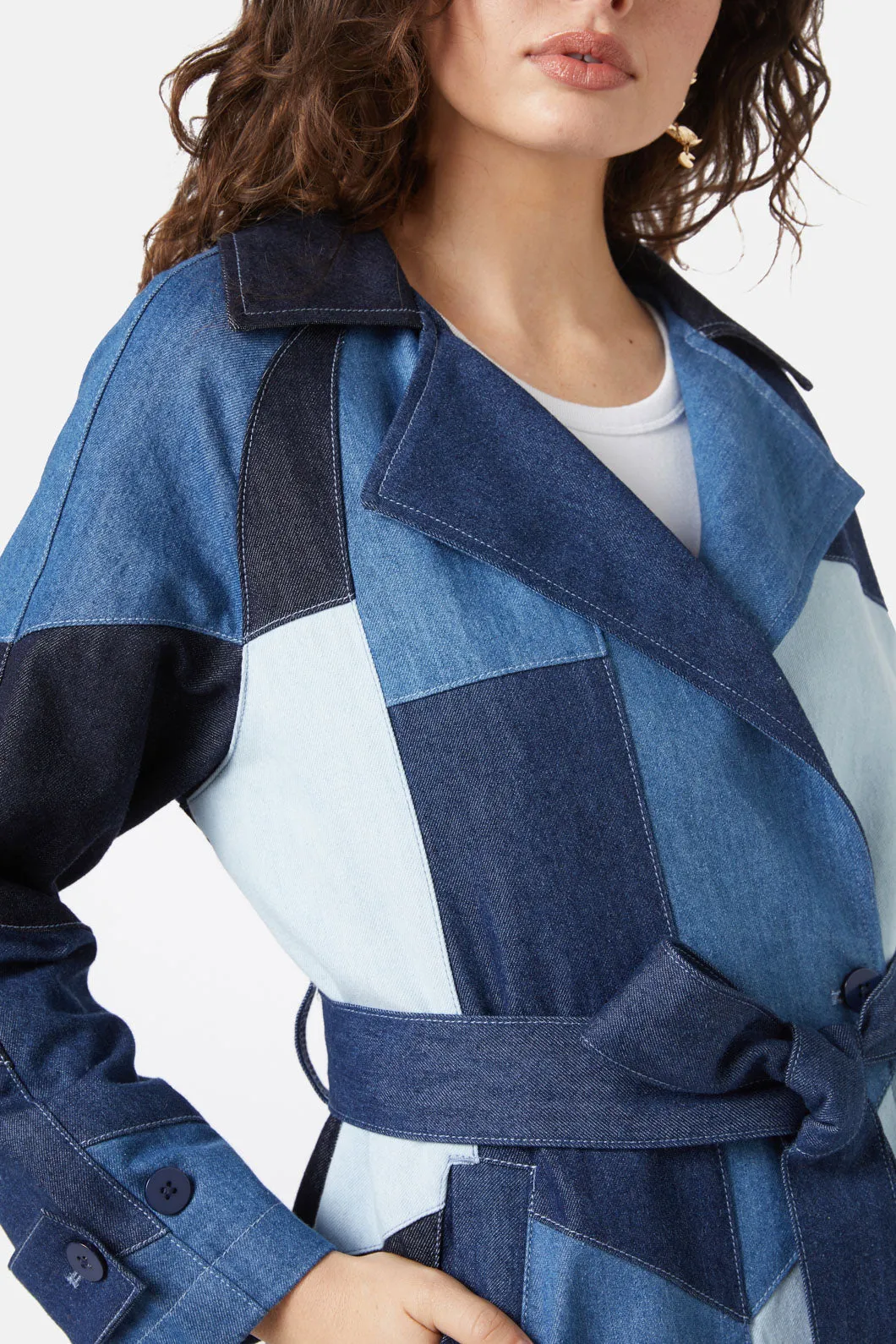 Dallas Spliced Denim Trench