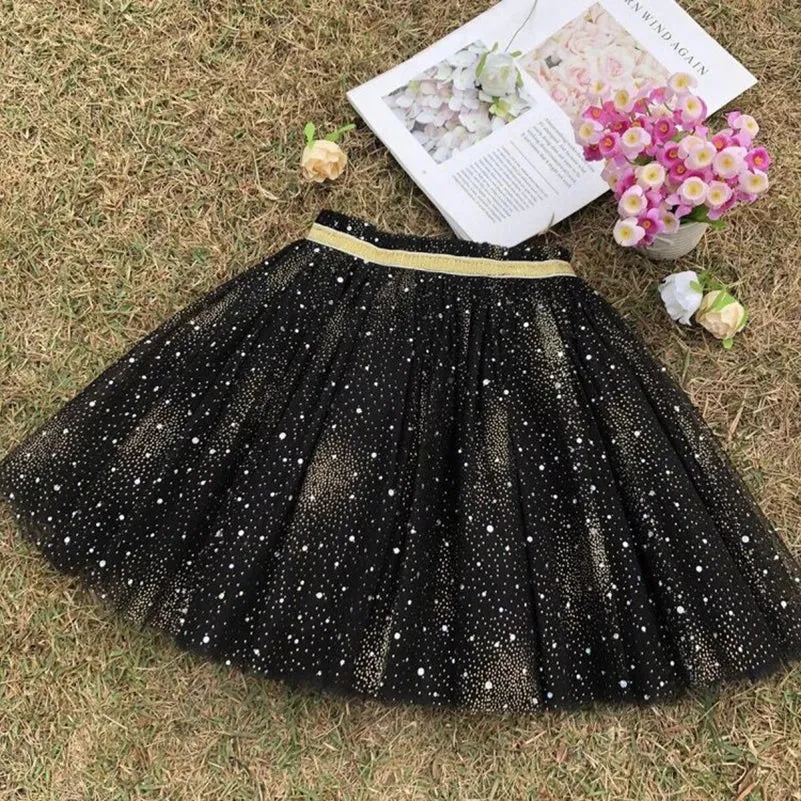 Girls 2024 Summer Fashion Solid Color Starry Sky Sprinkled Gold Spring Short Skirt Short Skirt