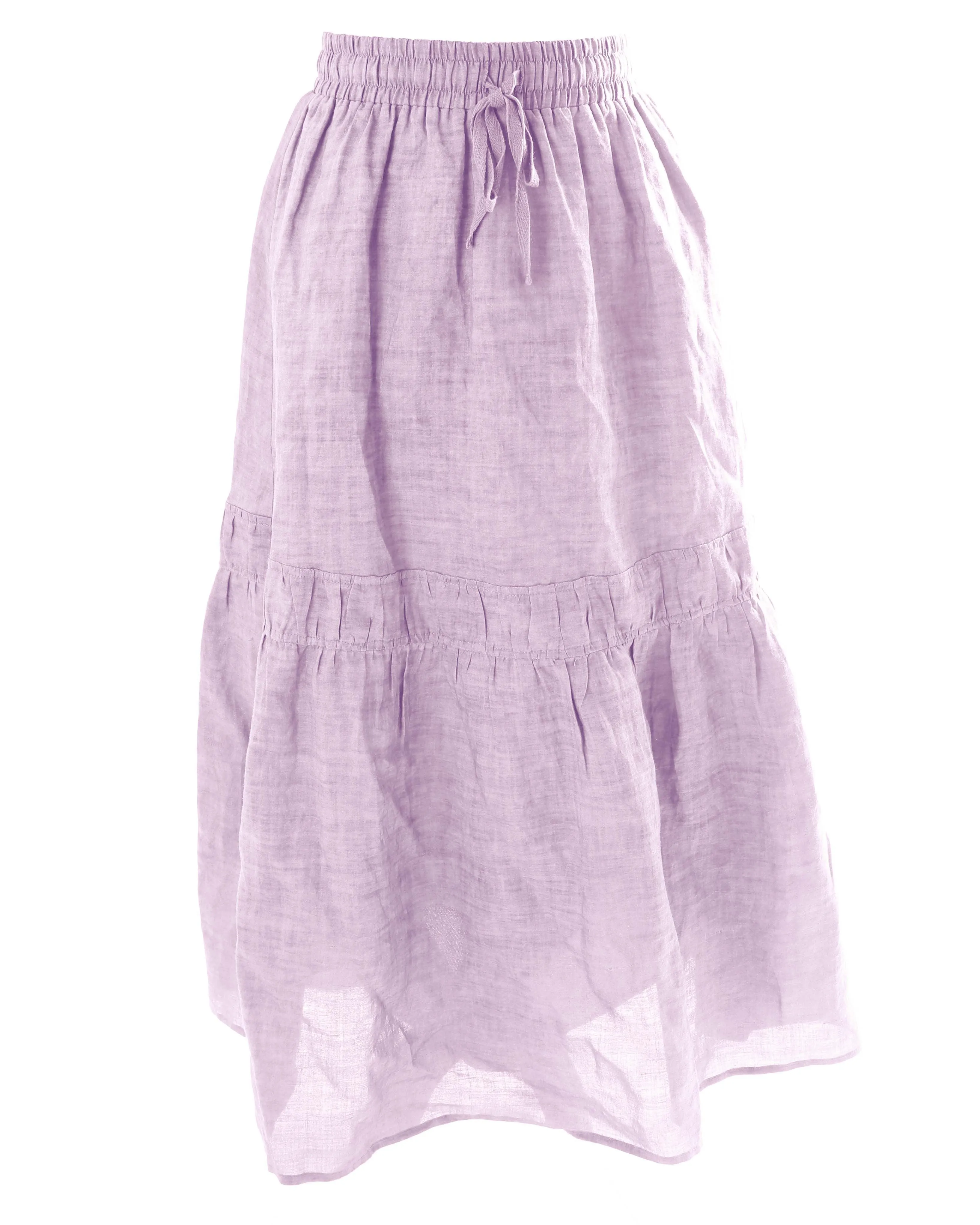 HSK144-TIERED SKIRT WITH DRAWSTRING-Lavendar