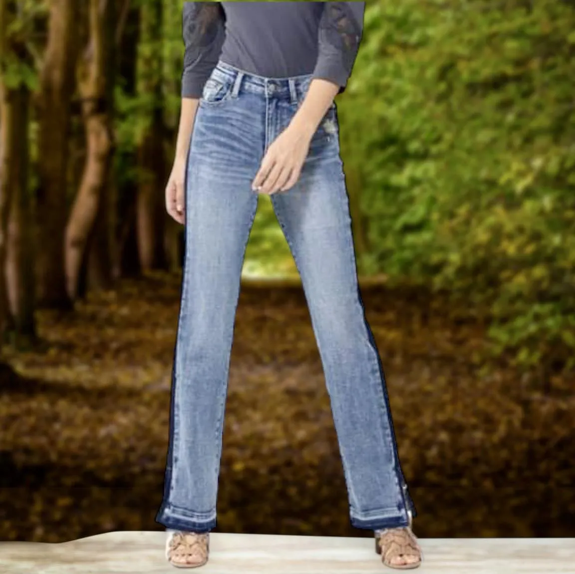 JUDY BLUE- MANDY Tuxedo Stripe Jeans