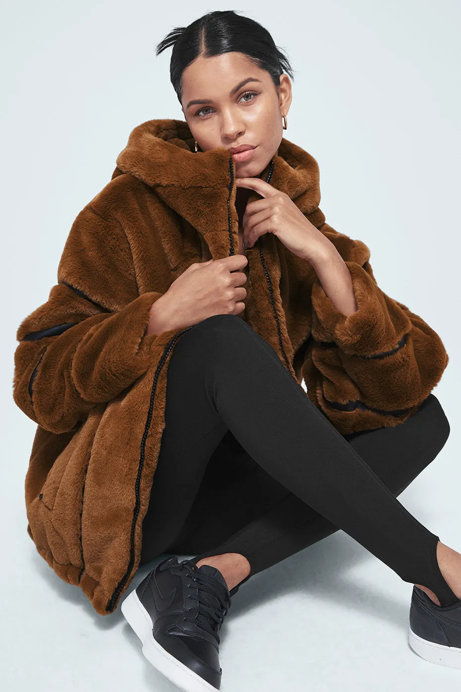 Knock Out Faux Fur Jacket - Chocolate