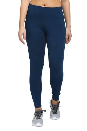 Lovable Cotton Blue Gym Wear Tights Yoga Pants With Pockets