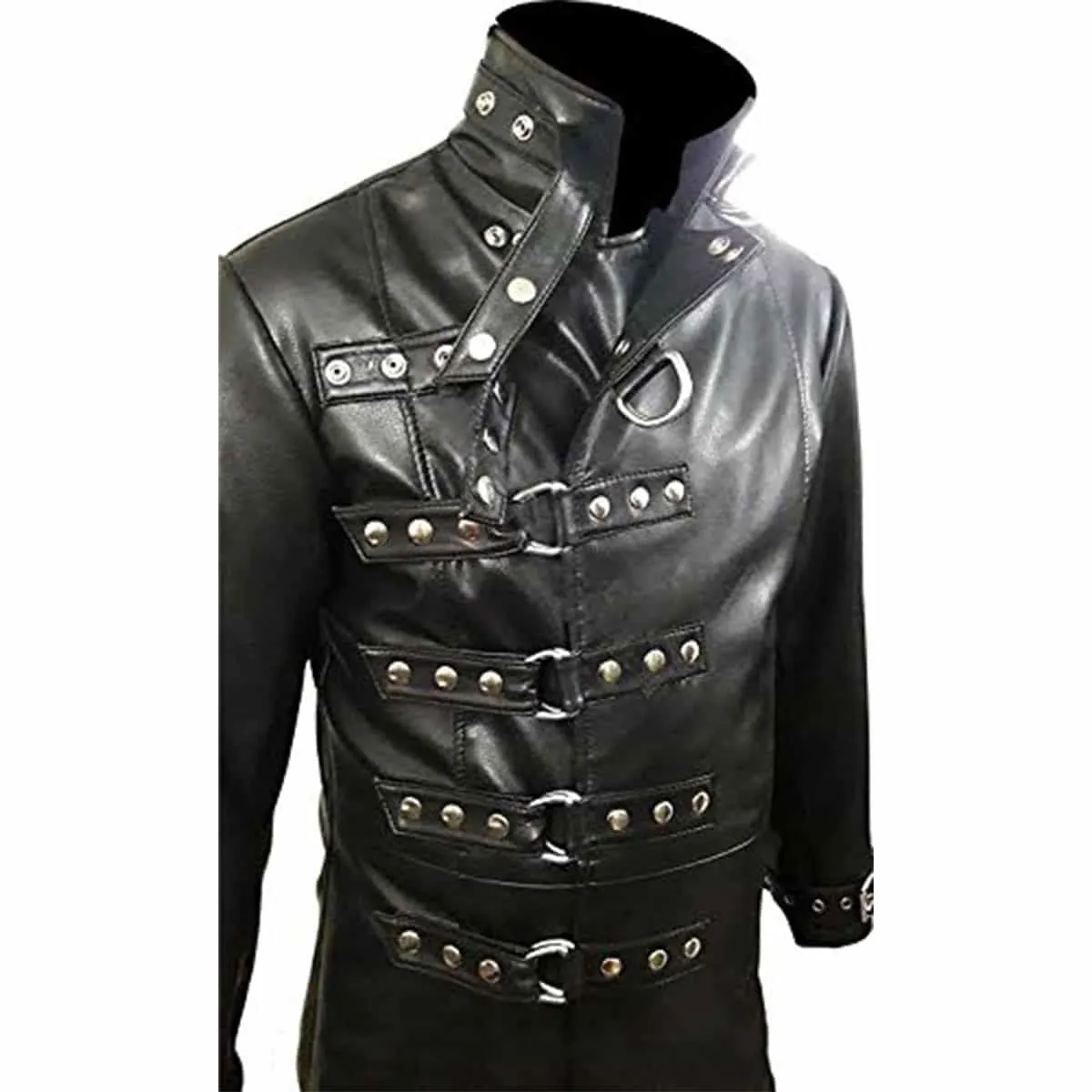 Mens Steampunk Van Helsing Coat Gothic Coat Genuine Black Leather (T19)