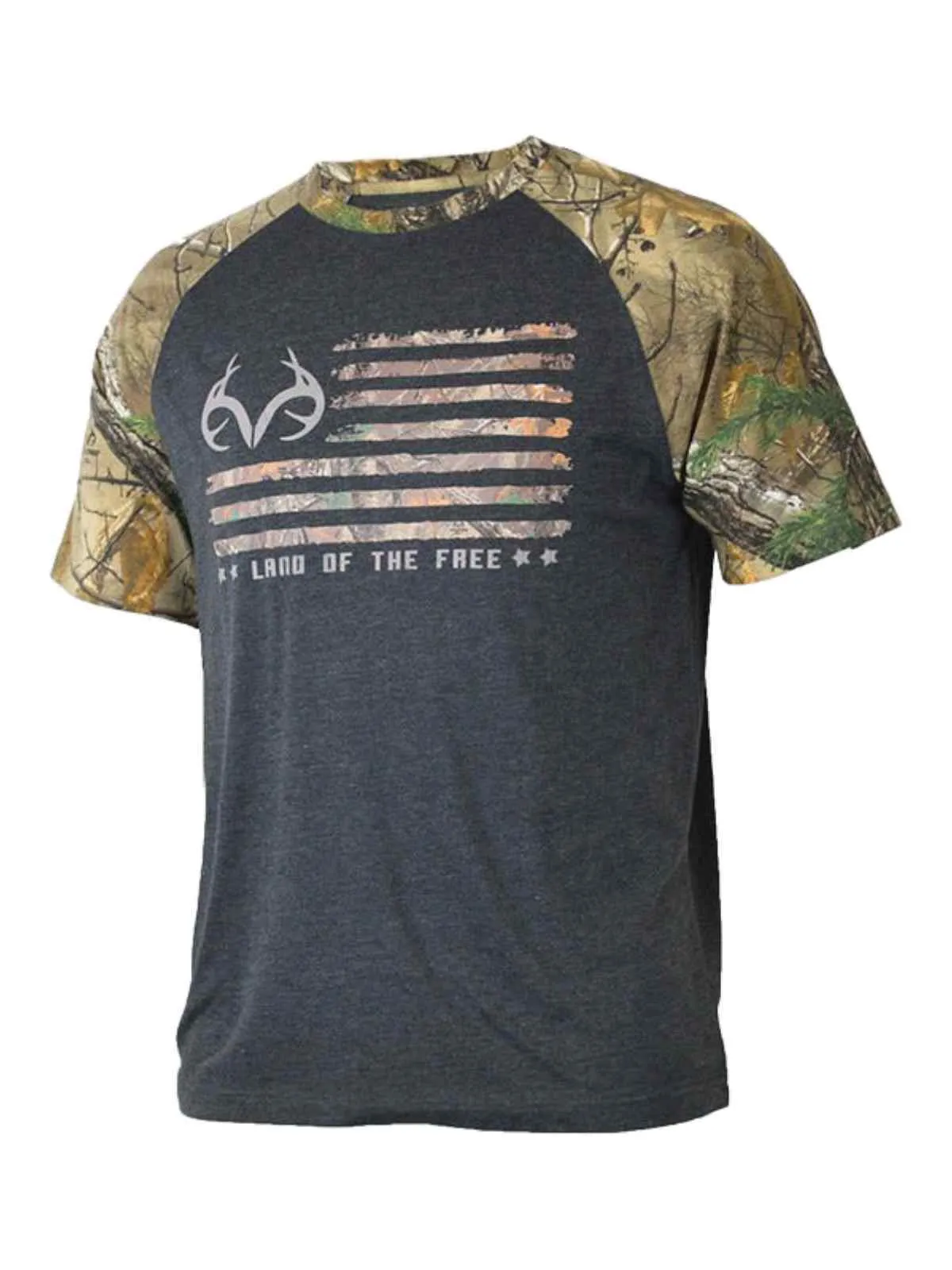 Realtree Active Camouflage Charcoal Gray "Land of the Free" Short Sleeve T-Shirt