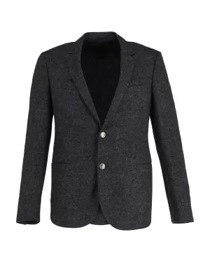 Single-Breasted Wool Blazer with Elbow Patches