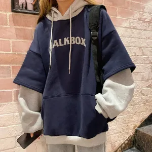 Vintage Harajuku Female Pullover Streetwear Casual Two-Piece Y2K Hoody