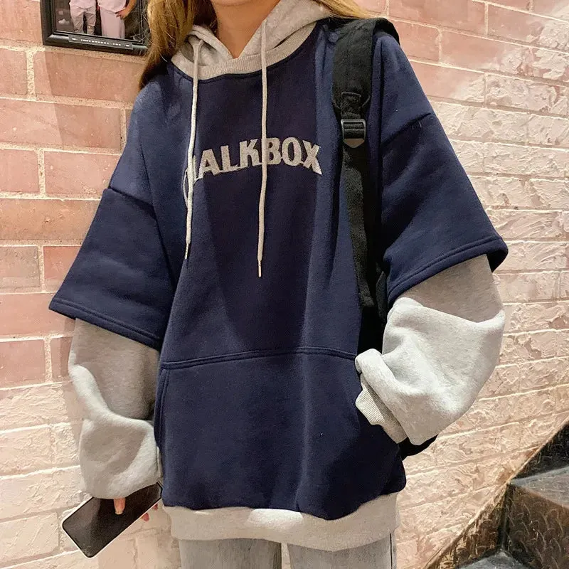 Vintage Harajuku Female Pullover Streetwear Casual Two-Piece Y2K Hoody