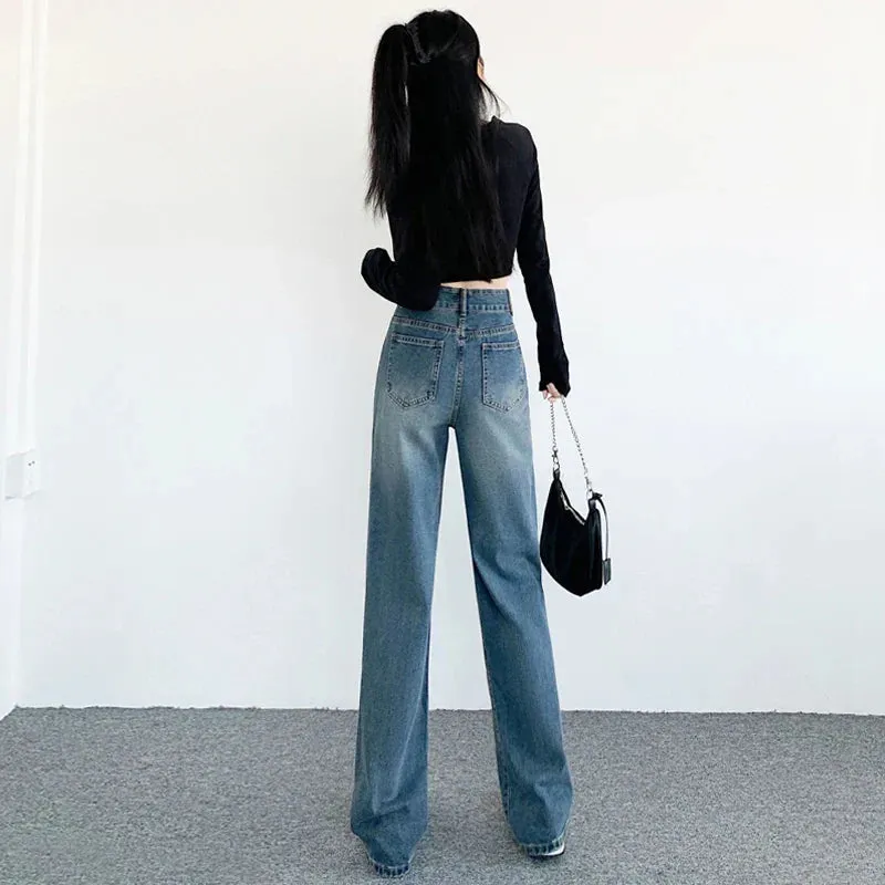 Vintage Washed Wide Leg Denim Jeans