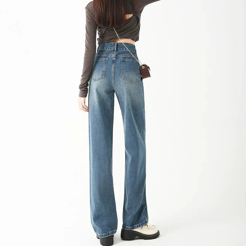 Vintage Washed Wide Leg Denim Jeans