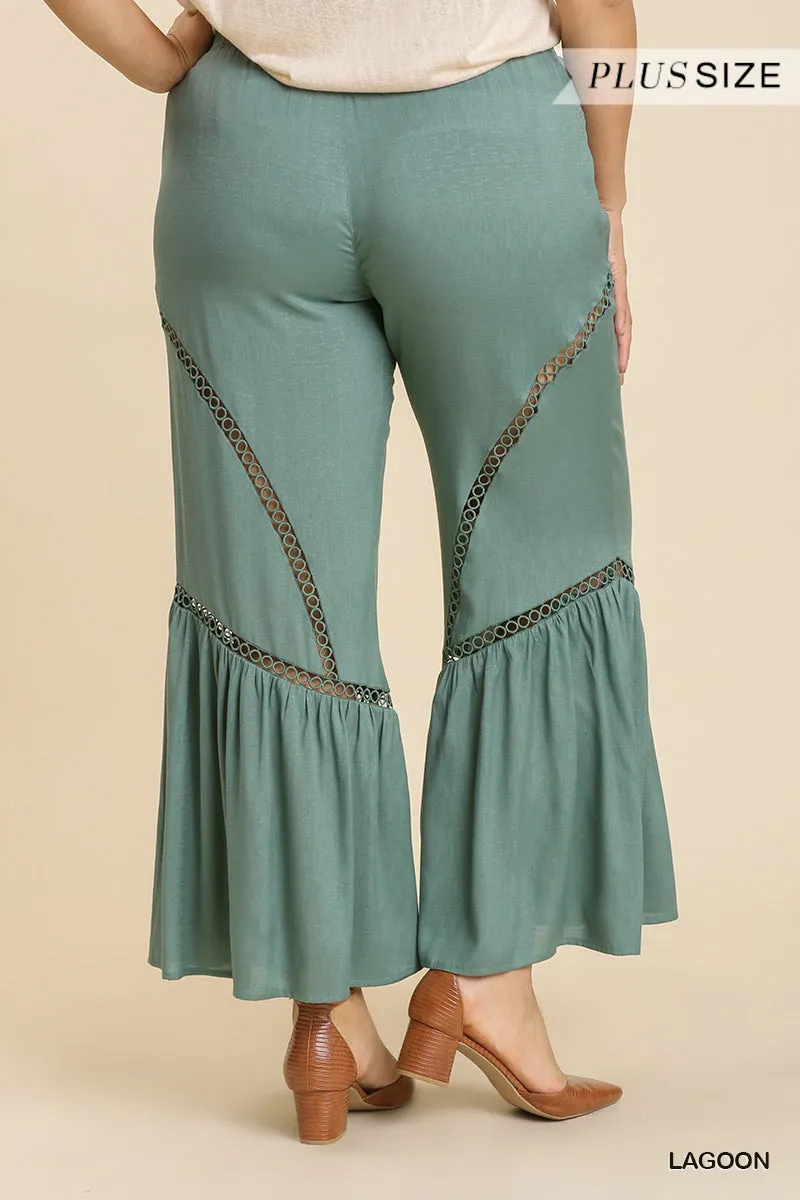 Voluptuous ( ) Plus Size Wide Leg Elastic Waist Lace Tape Pants - 2 colors - Ships from The USA