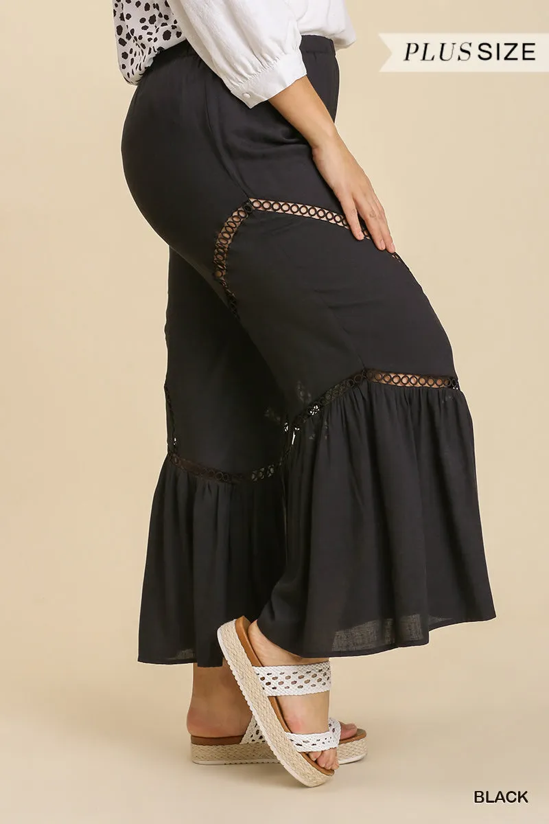 Voluptuous ( ) Plus Size Wide Leg Elastic Waist Lace Tape Pants - 2 colors - Ships from The USA