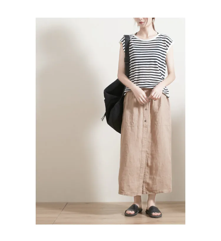 Women's Skirts Summer Linen Skirt  GU98401