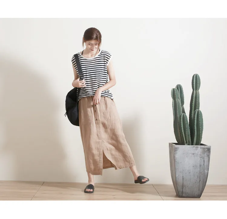 Women's Skirts Summer Linen Skirt  GU98401